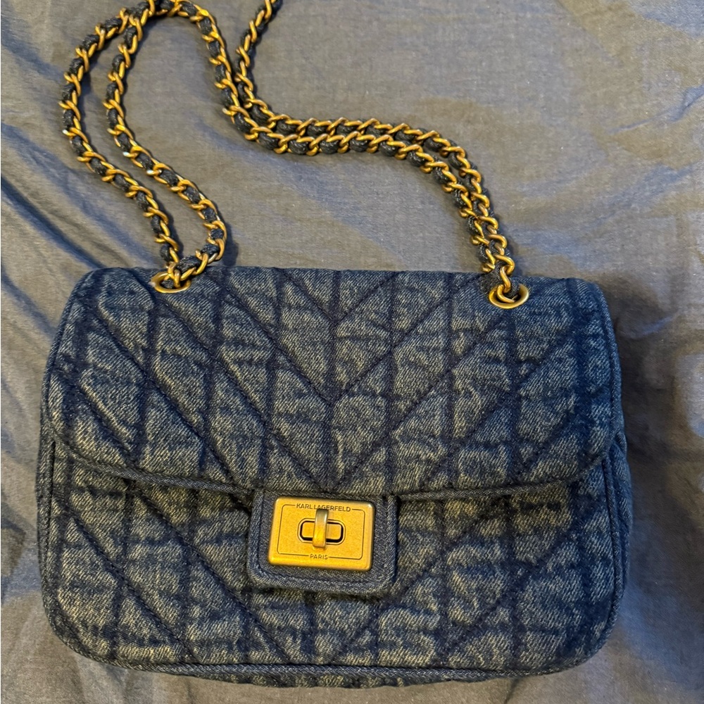 Karl Lagerfeld Blue Quilted Shoulder Bag